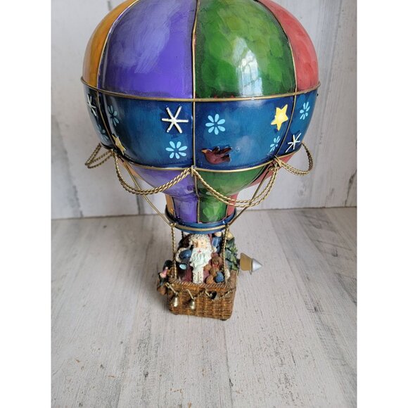 Vintage hot air balloon metal Santa music box unique home decor - Picture 3 of 10